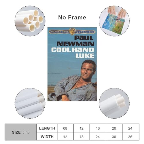 Cool Hand Luke Movie Poster - 12x18 inch Canvas Wall Art for Living Room and Bedroom Decor