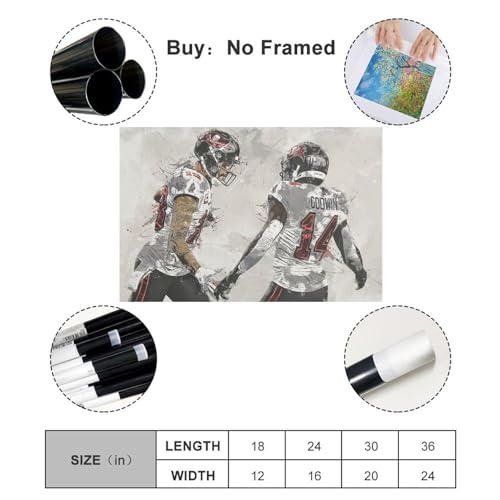 Chris Godwin Mike Evans Canvas Print for Living Room Bedroom Decor - 16x24inch