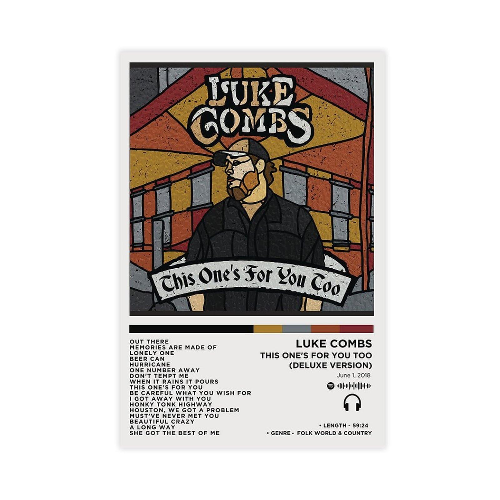 Luke Combs This One's For You Too Album Cover Poster - 12x18 inch